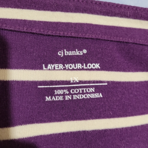 Purple Breton stripe tee shirt - Picture 5 of 8